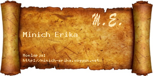 Minich Erika névjegykártya